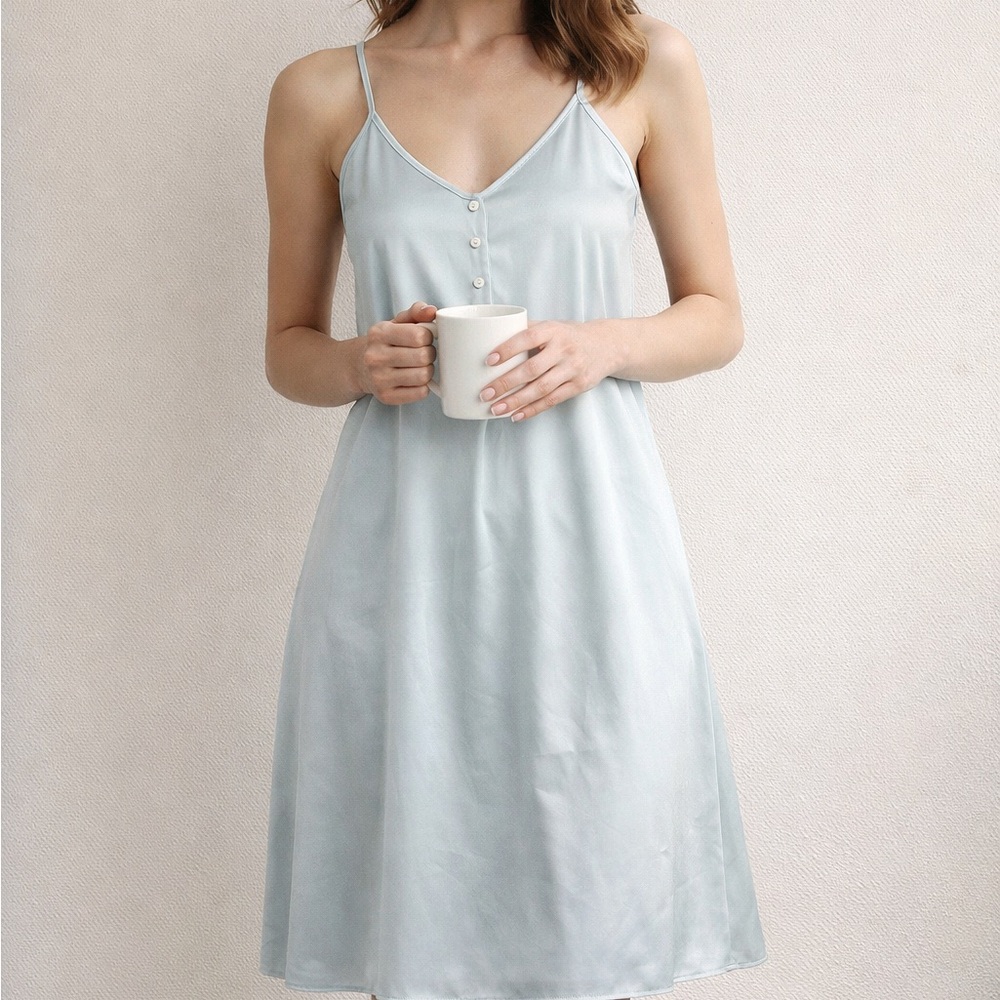 Light Sage Green Satin Slip Dress Barbizon Nightgown‎ - Women